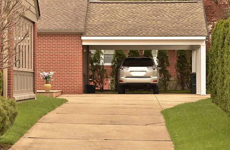 Car parked in residential garage